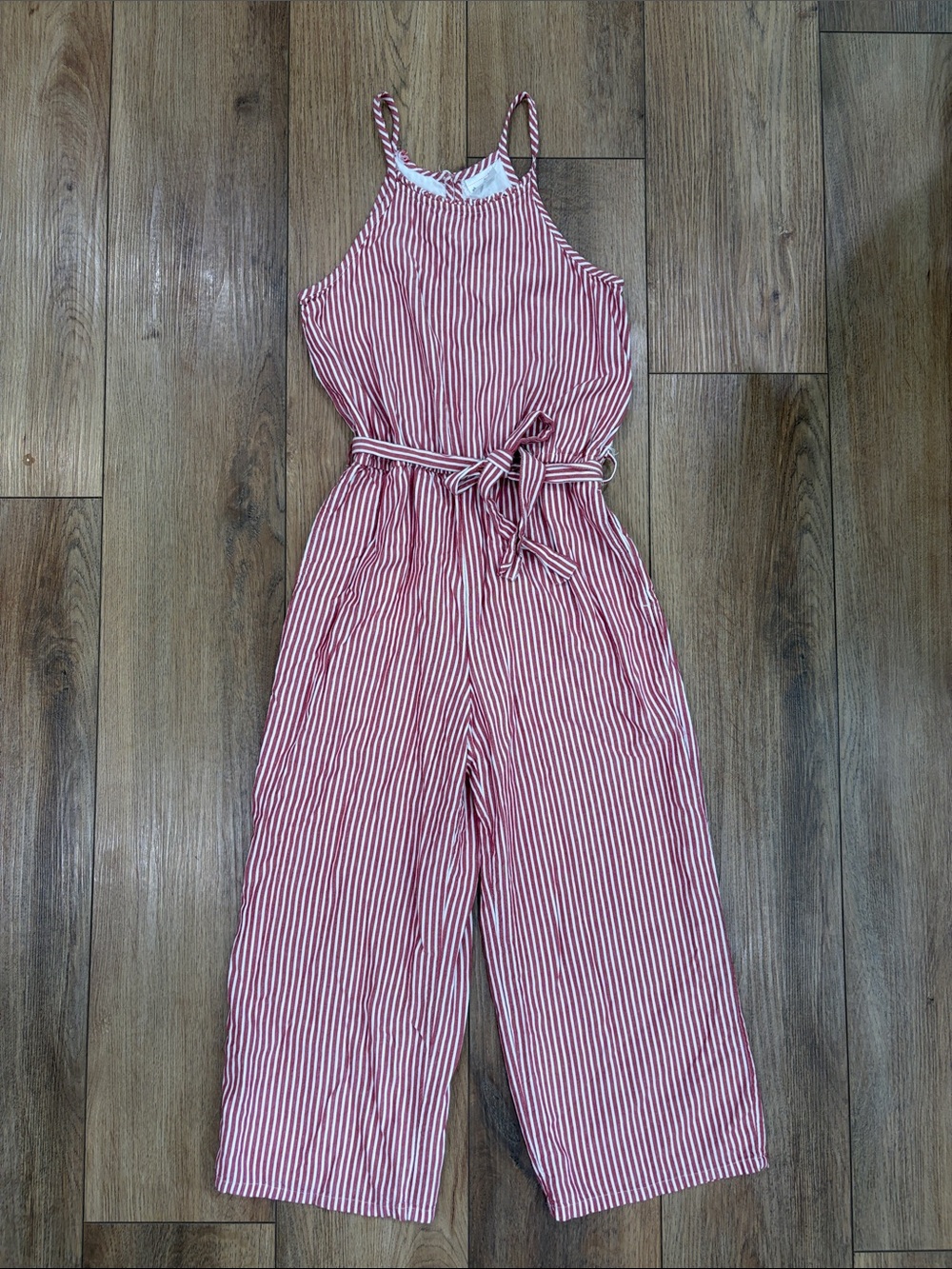 abercrombie kids Red & White Striped Jumpsuit | size 11/12